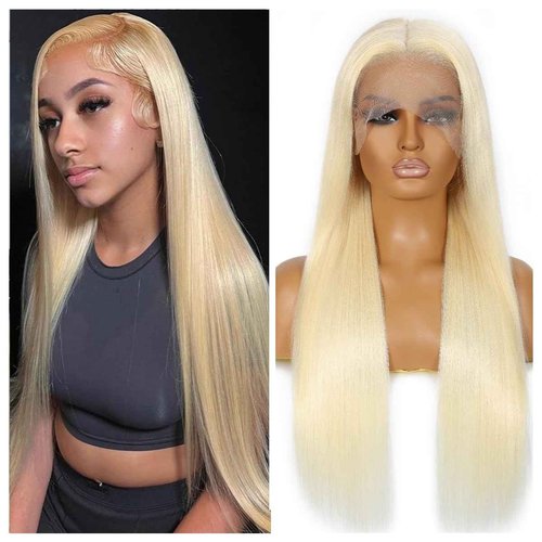 Atilck 613 13x6 Lace Front Wig Human Hair 200 Density Blonde Wig Human Hair 613 HD Lace Frontal Wigs Human Hair Pre Plucked 613 HD Lace Frontal Wig Straight Glueless (24 Inch)