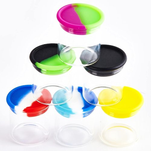 KUVIS 15ml Silicone Glass Wax Containers Airtight with Silicone Lid Concentrate Jars Multi Use (100)
