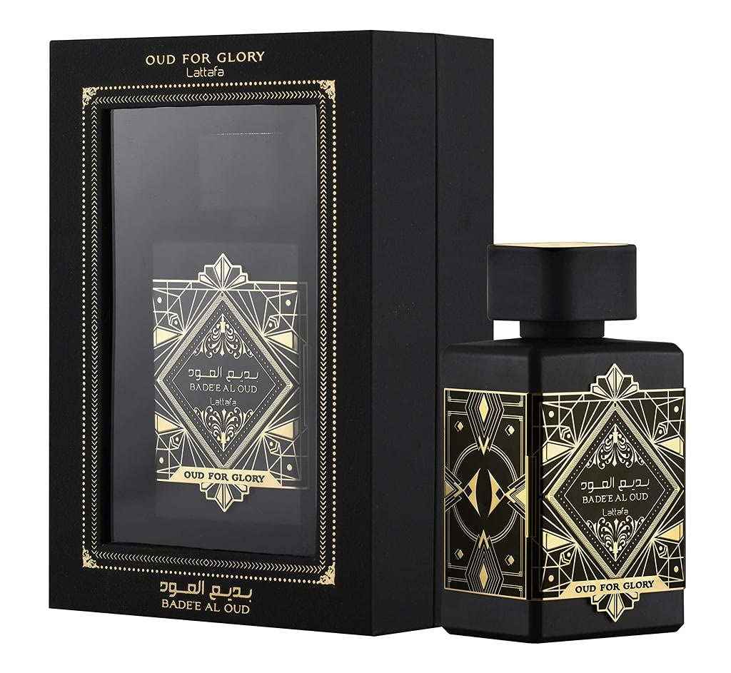 Lattafa Perfumes Bade'e Al Oud For Glory, Maahir Black & Ana Abiyedh Rouge EDP-100ml(3.4 oz)