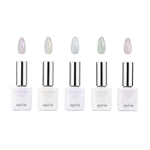 APRÉS Heavenly Top Gelcoat Set, 5-Pack Non-Wipe Nail Gel Polish Top Coat, Shimmery Long Lasting Topcoat