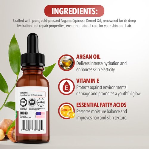 Dr. Robaina Pure Moroccan Argan Oil 2 fl oz – Cold-Pressed, Small-Batch & Nitrogen-Sealed – Fast-Absorbing Hair & Skin Moisturizer, Anti-Frizz Serum, Beard & Nail Treatment – Hexane-Free, Made in USA
