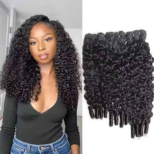 Burmese Curly Bundles Human Hair Unprocessed 100% Real Human Hair Burmese Bundles Water Wave Bundle For Quick Weave Double Weft Natural Black Color 14 16 18 Inch for black women