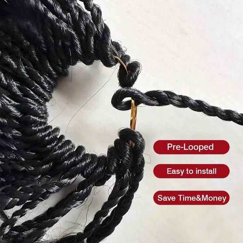 Crochet Boho Box Braids With Human Hair Pre Looped Hair Goddess Box Braids With Human Hair Curly Full Ends Hair Extensions For Women Natural Black Color 24inch 1 Pack(40 Strands)