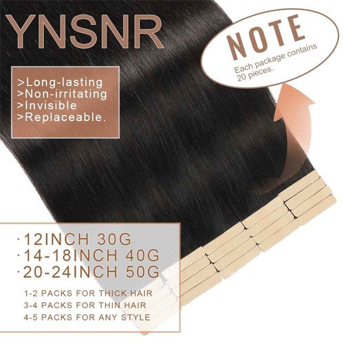 Tape in Hair Extensions Human Hair, Hair Extensions 18 Inch 20pcs Natural Black Remy Straight Human Hair Tape in Extensions Skin Weft Tape Extensions Human Hair