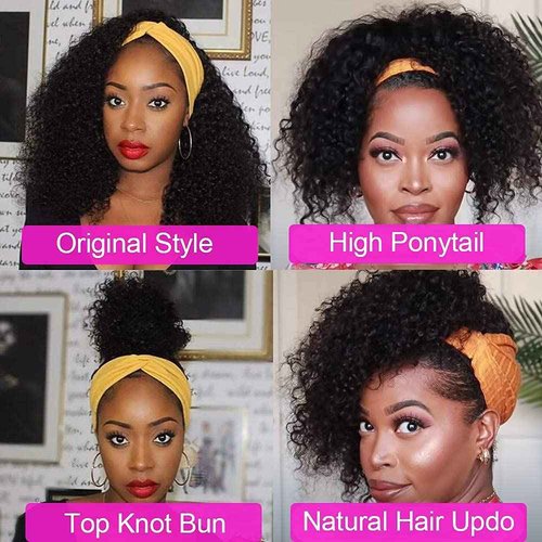 Rebasar Deep Wave Wigs Human Hair Wear and Go Glueless Headband Wigs 20 Inch Human Hair Wigs for Black Women Human Hair Deep Curly Black Wig