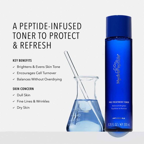 HydroPeptide Pre-Treatment Toner and Exfoliating Cleanser Anti-Wrinkle Bundle, (6.76 Ounce Each)