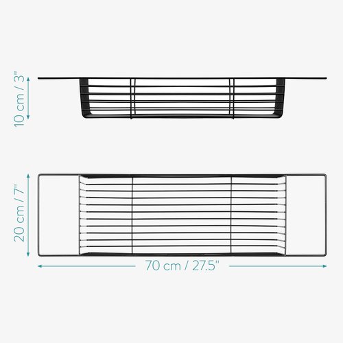 Navaris Wire Bath Tray - Metal Bathtub Caddy Rack - Over Tub Bridge Organizer Storage Shelf - Accessories Holder Basket for Bathtub - Black