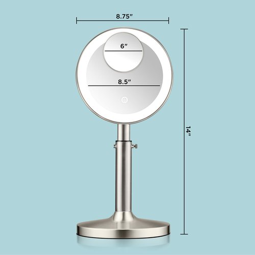 Conair Lighted Makeup Mirror, LED Vanity Mirror, 1X/5X Magnifying Mirror with Adjustable Telescoping, Corded in Brushed Nickel