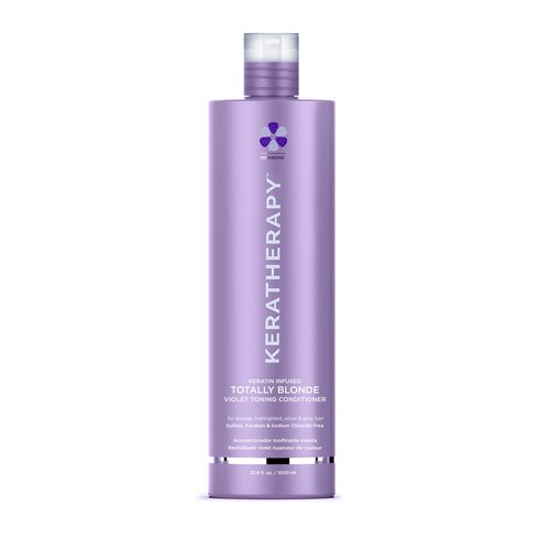 KERATHERAPY Keratin Infused Totally Blonde Violet Toning Conditioner, 33.8 fl. oz., 1000 ml - Keratin Therapy Purple Conditioner for Blonde Hair, Brassy, Silver, & Highlighted - Sulfate & Paraben Free