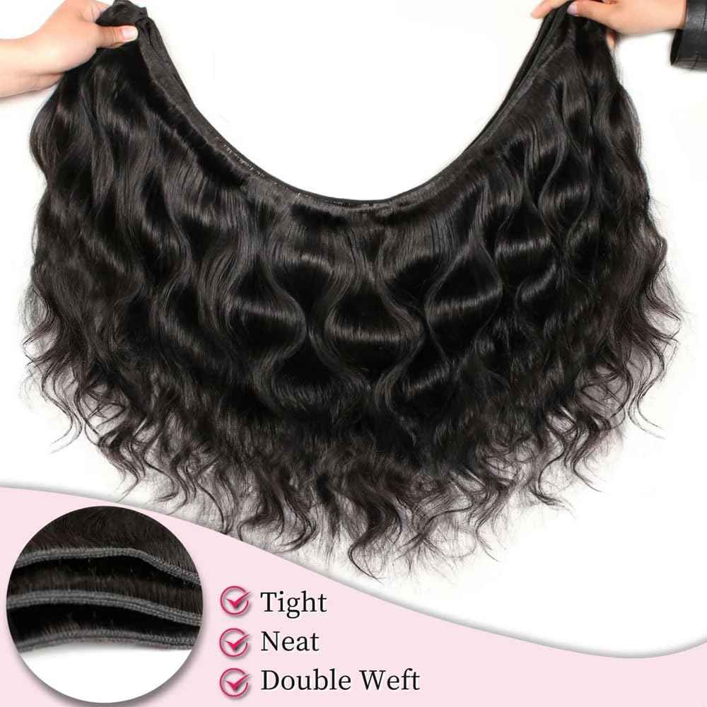 12A Human Hair Bundles 10 12 14 Inch Body Wave Bundles Human Hair 100% Unprocessed Brazilian Virgin Weave 3 Bundle Real Natural Black Wet and Wavy Human Hair Extensions 1B Color for Women