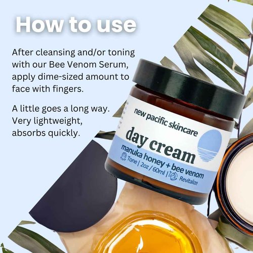 New Pacific Skincare Manuka Honey 45+ MGO & Bee Venom Day Cream | 100% Natural Firming Anti-Wrinkle Face Moisturizer with Hyaluronic Acid & Vitamin C | 2oz
