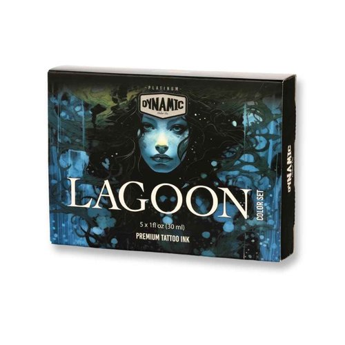 Dynamic Color Co- Tattoo Ink Set: Lagoon - Dive into Brilliance with 5 Vibrant Blue Shades (1 oz Each) from The Platinum Collection. Reach Compliant, Crafted in Spain. Since 1990