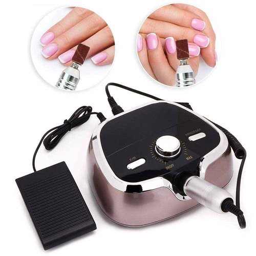 ZJchao Professional Electric Nail Drill Machine, 35000 RPM 6 Bits Foot Pedal Salon Grade Manicure Kit for Acrylic Removal, Pedicures & Home Gifts (US)