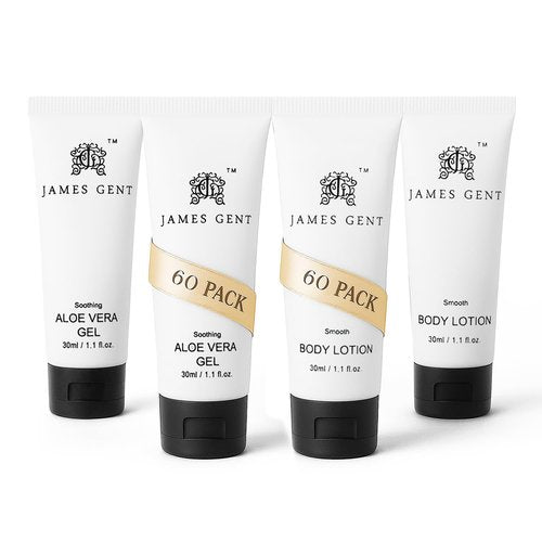 Travel Size Body Lotion and Aloe Vera Gel Bulk 120 Pack Individually Wrapped Body Moisturizing Small Size Olive Oil and Green Tea Extract Infused Hotel Toiletries and Supplies for Guests