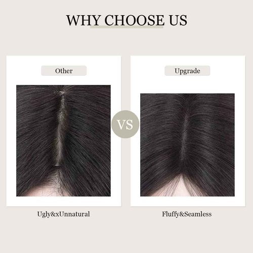 Aimeolyn Hair Toppers for Women Real Human Hair,Hairs Toppers for Women No Bangs Top Hairs Extensions Pieces Wiglets Upgrade Lace Base 12inch