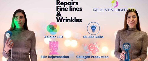 Rejuven 4-in-1 LED Light Therapy for Face Handheld LED Light Therapy Facial Massager Anti-Aging Wrinkle Reduction Device