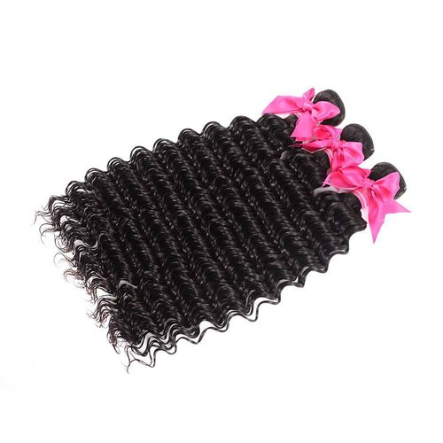 Aatifa Lace Rosa 9A Brazilian Virgin Hair Deep Wave 3 Bundles with Free Part Closure, lace closure 100% Unprocessed Natural Color Can Be Dyed and Bleached, (16/18/20+14 Inch)
