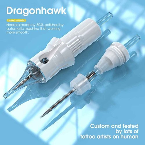 Dragonhawk Cordless Tattoo Gun Kit Complete Tattoo Kit, Pro Tattoo Pen Machine with 2 Tattoo Batteries Power, 20 Tattoo Needles Cartridges Set for Beginners