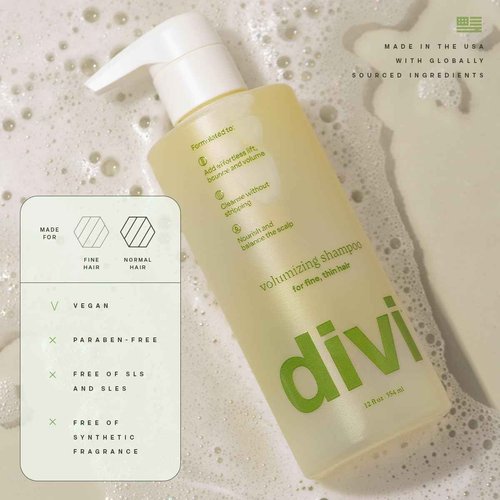 Divi Volumizing Shampoo for Women and Men - Lightweight Volume Shampoo for Fine Hair - Formulated to Cleanse, Nourish and Balance the Scalp, 1L