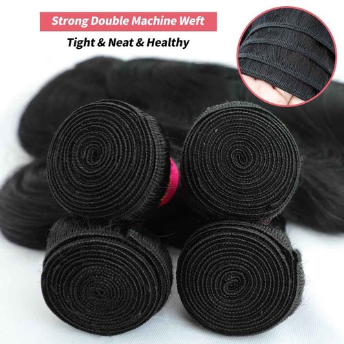 Fopeela 12A Human Hair Bundles Body Wave Bundles Human Hair 16 18 20 22 Inch 100% Unprocessed Brazilian Virgin Hair Body Wave 4 Bundles Human Hair Extensions for Women
