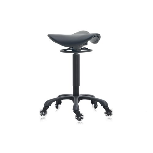 Coczeb Saddle Salon Stool with Wheels, Traditional Chair Substitution Heavy Duty (400LB) Rolling Stool 360° Adjustable Rotation Ergonomic Chair for Dental Clinic,Spa, Bar,Home and Office(Black)