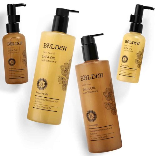 BOLDEN Sweet Vanilla Shea Body Oil with Vitamin E | Stretch Mark Pregnancy Care | 100% Natural Moisture Shea Oil | Lightweight After Shower Body Oil |16.9 Fl Oz