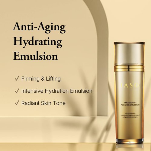 IASO PROGRESSIVE Age Care Emulsion | Premium Anti-Aging, Anti-Wrinkle Emulsion, Long-Lasting Moisture, Youthful Glow, Enriched with Ginseng, Korean Skin Care, 3.38 oz