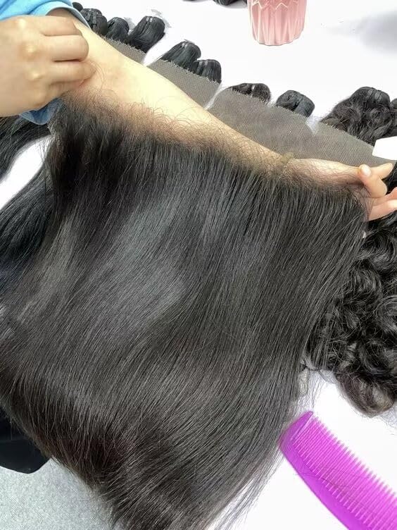 KRN 13x4 HD Lace Frontal, 0.10mm Skinlike Ultra-thin Invisible Frontal HD Lace Pre Plucked with Baby Hair 12A Silk Straight Brazilian Human Hair Extensions Single Knots 12 Inch