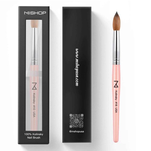 M – Majesti Pink 100% Kolinsky Acrylic Nail Brush | Professional Acrylic Sculpting & Application Brush | Handcrafted Premium Nail Art Tool for Nail Technicians (#18)