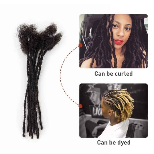 FAMILOCS Loc Extensions Human Hair 0.2cm Width 8Inch-16Inch 20 Strands Dreadlock Extensions for Man/Women Handmade Permanent Soft Locs with Needle and Clips (14Inch, 20 Strands)