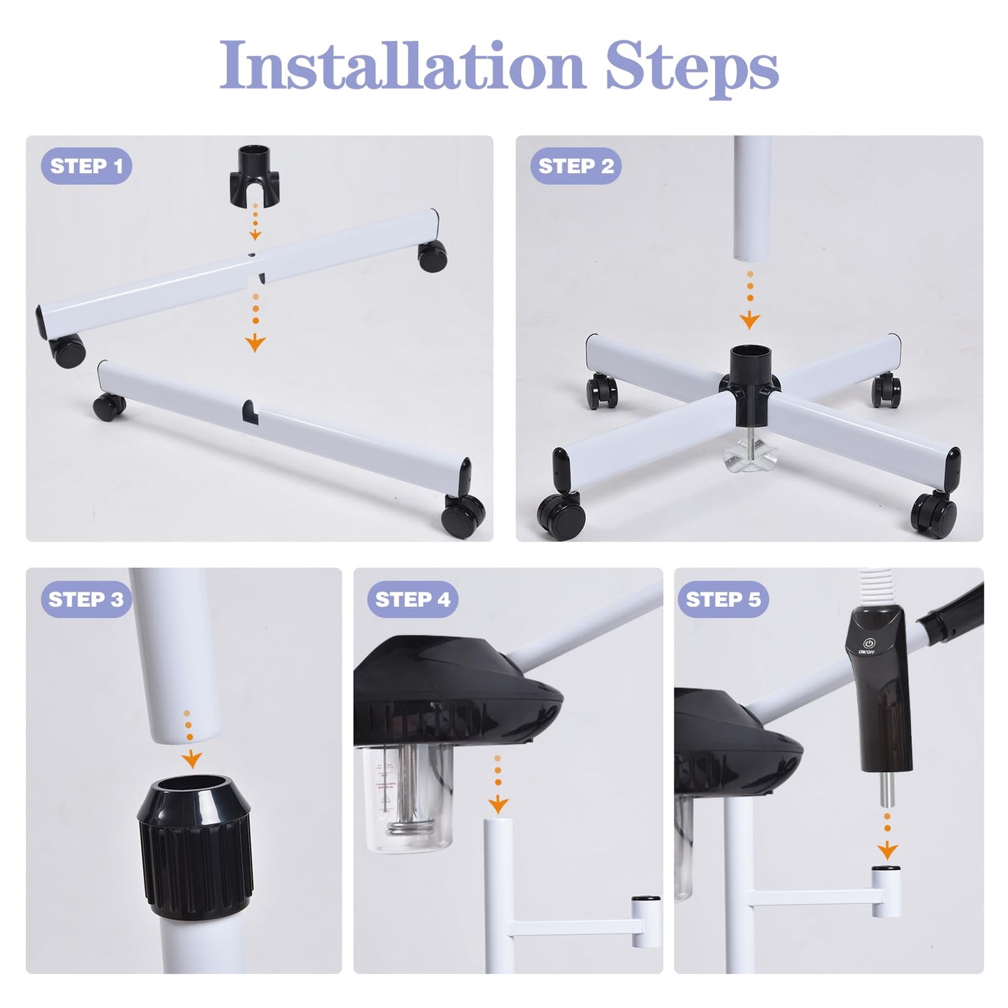 Professional Facial Steamer, 2 in 1 Facial Steamer with 5X Magnifying Lamp for Deep Cleansing and Hydration, Face Steamer on Wheels with Time Setting, Estheticians Steamer for Spa, Salon and Home Use