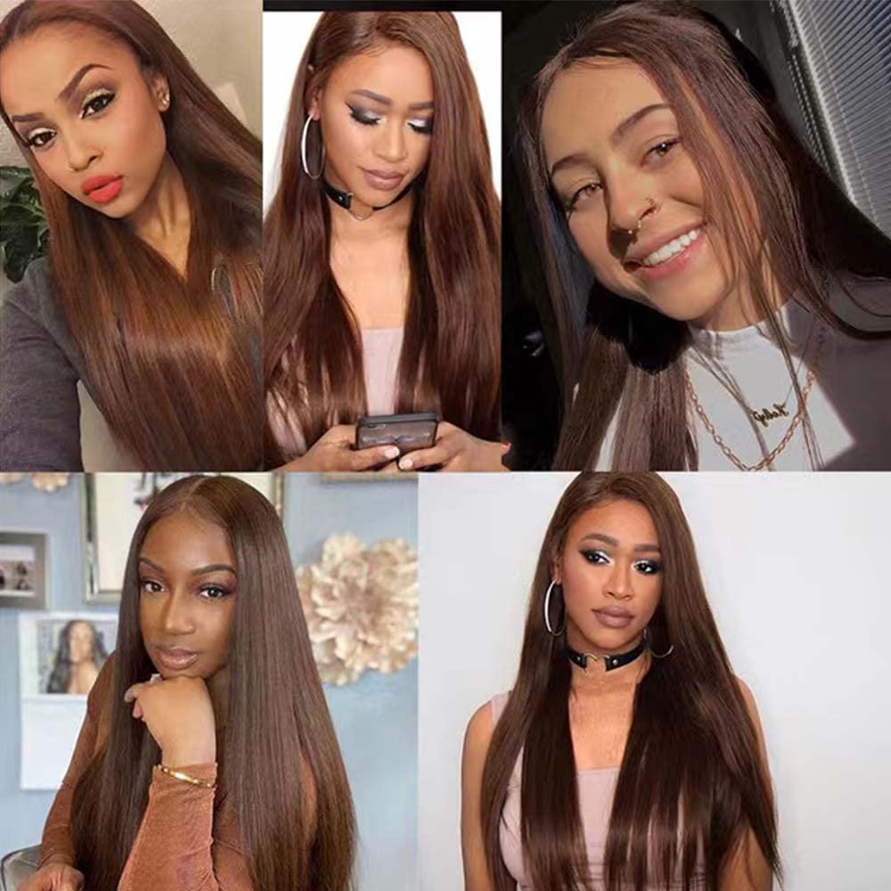 Giginger Brazilian Human Hair Bundles 20 22 24 Inch Color 30 Light Brown Straight Bundles Human Hair Straight Unprocessed Virgin Quick Weave Hair for Black Women