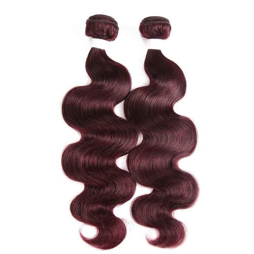 REMY HAIR 99j Bundles Body Wave Human Hair Bundles Red Burgundy Hair Extension 1 Bundle 18 Inch Brazilian Virgin Human Hair for Black Women Body Wave Bundles