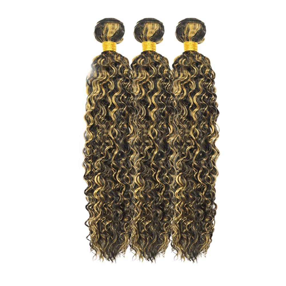 Habiliana Bundles Human Hair 18 20 22 Inch Jerry Curly P1B/27 Human Hair Bundles 12A Unprocessed Brazilian Virgin Quick Weave Hair Extensions for Black Women