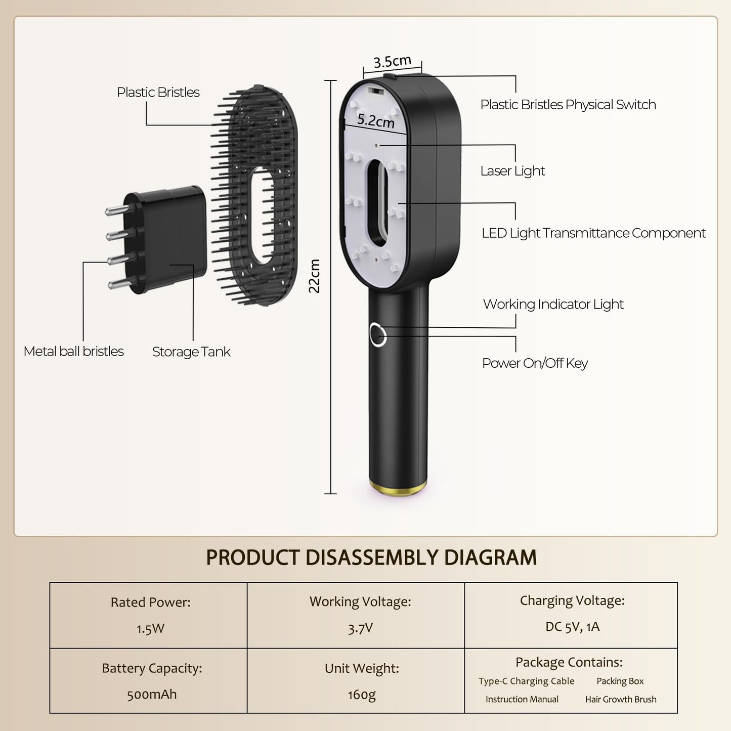 Laser Therapy Hair Growth Comb - Handheld Growth Comb, Promote Growth