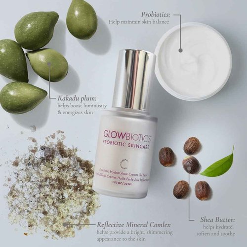 Glowbiotics Probiotic HydraGlow Cream Oil Pearl: Radiance-Boosting Glow Drops for Bright, Hydrated Skin | Pearl Essence & Skin Brightening