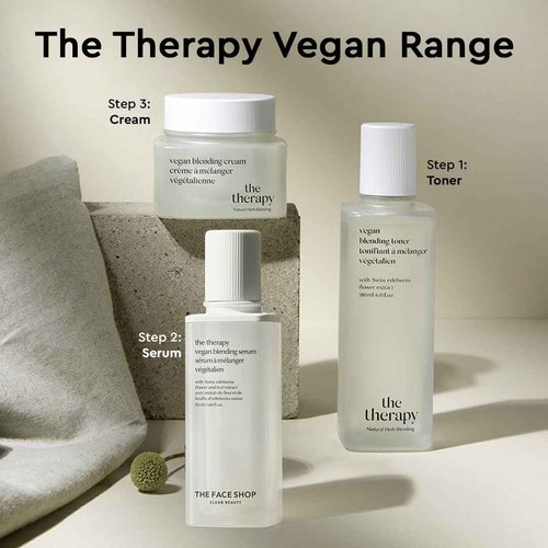 The Face Shop The Therapy Vegan Blending Cream Face Moisturizer - Soothing, Anti-Aging, Anti-Wrinkle, Firming Cream - Refillable - Face Cream Ideal for Sensitive & Dry Skin - Korean Skin Care