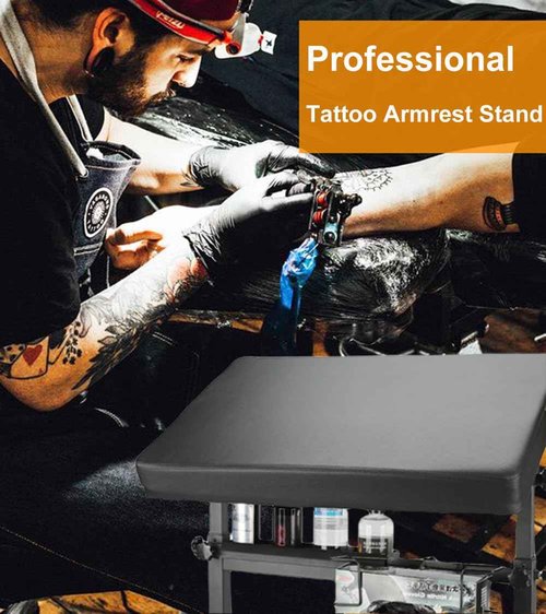 Tattoo Armrest Height Adjustable Oversized Soft Tattoo Armrest for Tattoo Supplies (Black-Old Model)