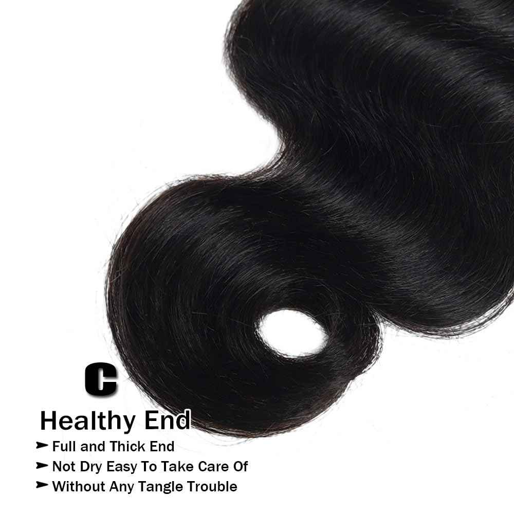 12A Human Hair Bundles 10 12 14 Inch Body Wave Bundles Human Hair 100% Unprocessed Brazilian Virgin Weave 3 Bundle Real Natural Black Wet and Wavy Human Hair Extensions 1B Color for Women