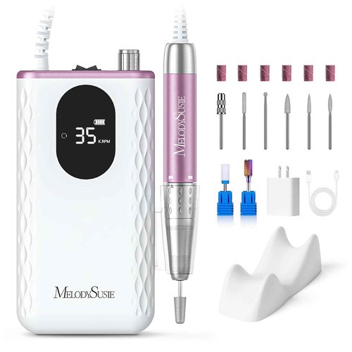 MelodySusie Nail Drill Professional 35000 RPM, Rechargeable Nail File for Nails Gel Polishing Removing, Fast Heat Dissipation & Low Noise, Portable E file for Manicure Pedicure at Home & Salon, MM400D