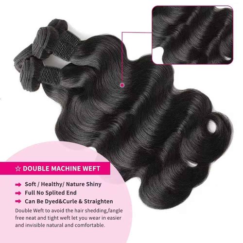 MDL 12A Human Hair Bundles Body Wave Bundles Human Hair 18 20 22 24 Inch Unprocessed Brazilian Virgin Hair Body Wave 4 Bundles Human Hair Extensions for Black Women Natural Color