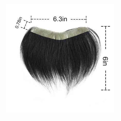 Maweilar Frontal Hairpiece for Women, 0.78"x6.3", 6", Natural Black Hair Extension Hairline Loss Straight Tape in Human Hair Toppers Replacement Toupee (Natural Black, 0.78"x6.3", 6")