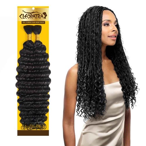 Human Braiding Hair for Boho Braids – French Deep Wave Boho Hair, No Weft, Natural Wave, Micro Braiding Hair, 100% Virgin Remy, 18 Inch 100g (1B Natural Black)