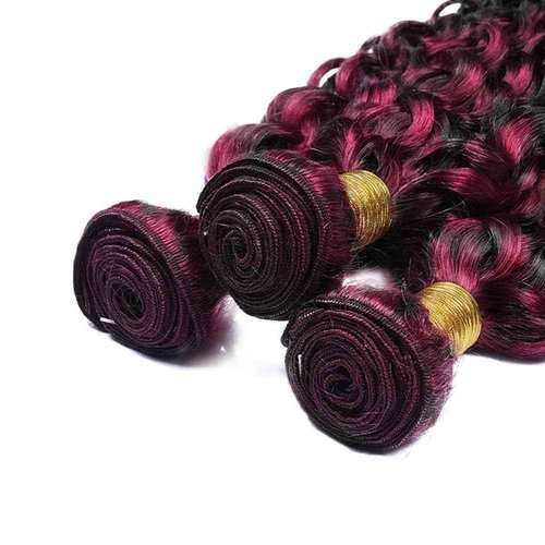 Habiliana Bundles Human Hair 22 24 26 Inch Jerry Curly Wave Burgundy P1B/99J Human Hair Bundles 11A Unprocessed Brazilian Virgin Quick Weave Hair Extensions for Black Women