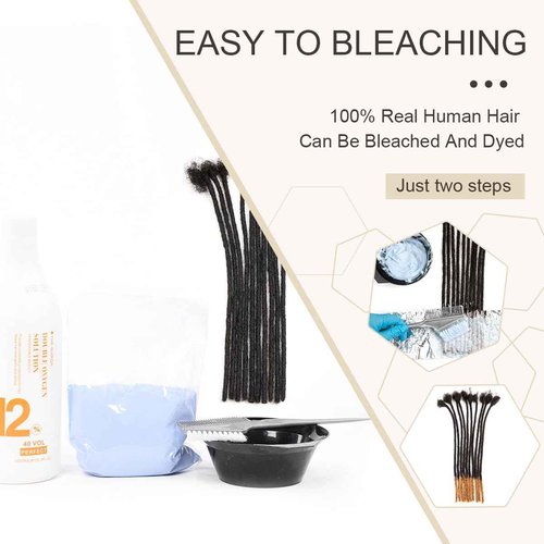 DAIXI 0.6cm and 0.2cm 0.4cm 0.8cm Options 8 Inch 40 Strands 100% Real Human Hair Dreadlock Extensions for Man/Women Handmade Permanent Loc Extensions Bundles Can Be Dyed Bleached Curled Twisted