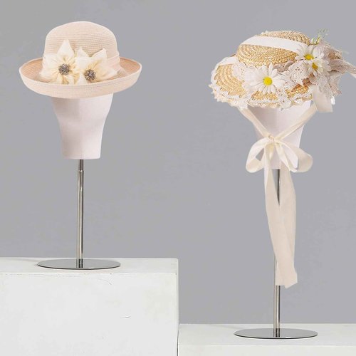 CHADWICK Wig Head Stand with Mannequin Head, 21 Inch Wig Stand, Fabric Head Hat Stand, Manikin Head Block, Wig Holder Head for Wig Styling, Displaying, Making, Retractable Pole, Height 19-24 Inches