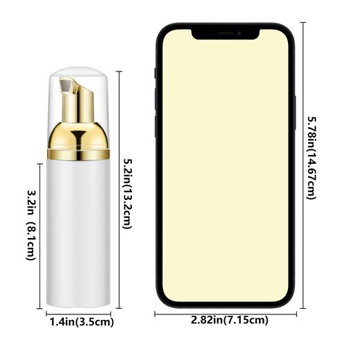 Lil Ray 100PCS White Foam Bottle with Gold Pump, Empty Travel Foaming Dispensers for Hand Soap,Lash Shampoo(2 Oz)