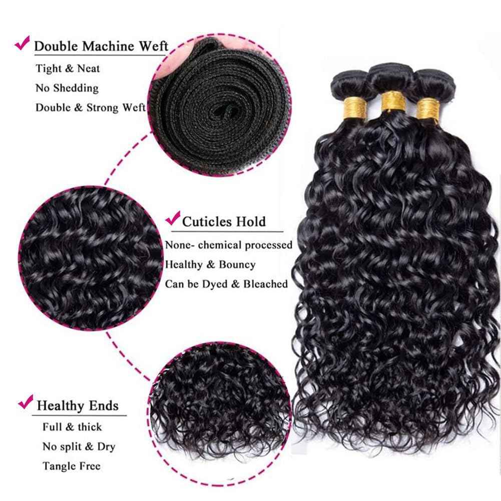 18 18 18 Inch Water Wave Bundles Human Hair 100% Unprocessed Curly Brazilian Virgin Hair Wet And Wavy 3 Bundles Human Hair Natural Black