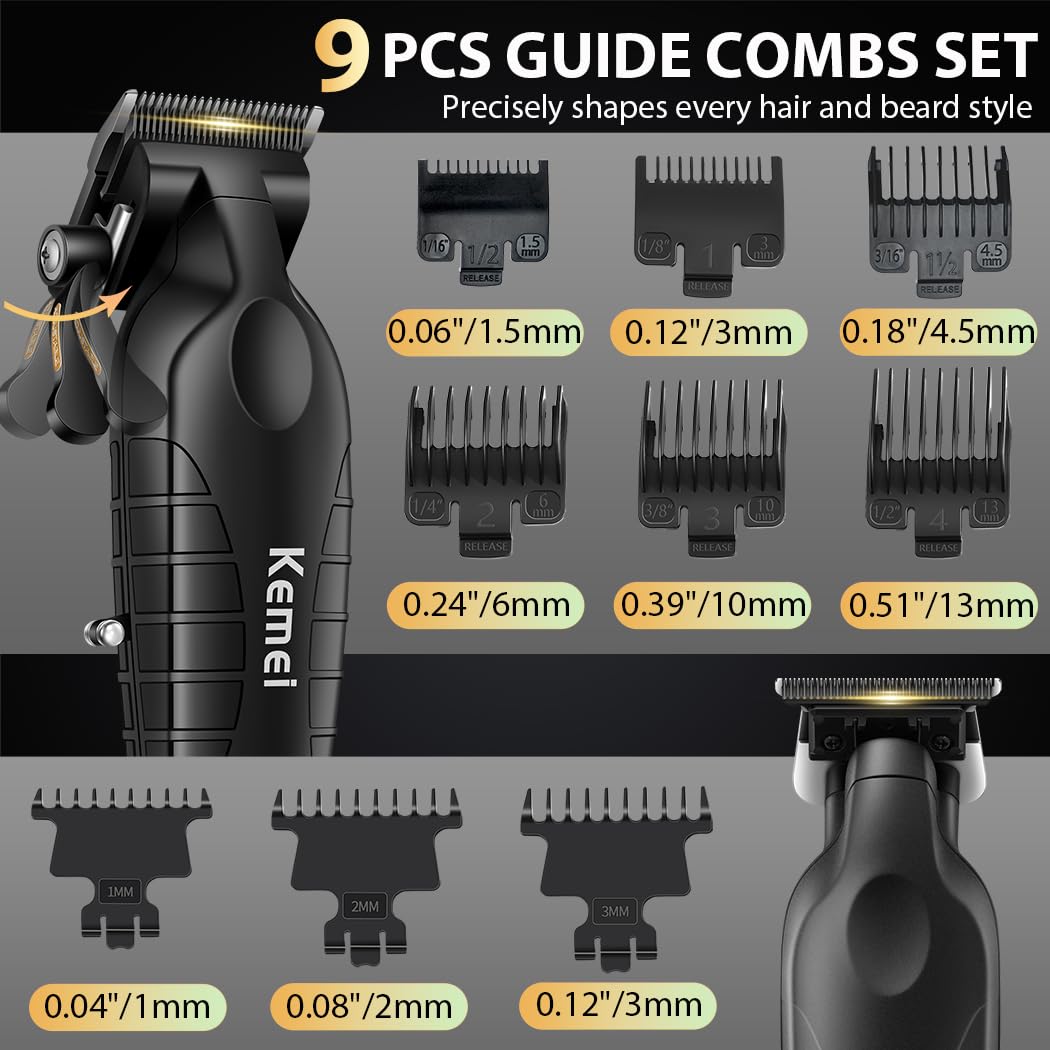 KEMEI 2293 2290D Cordless Hair Clippers for Men Professional,Hair Trimmer,Mens Barber Clippers and Trimmers Set,Electric Hair Cutting Kit,Clipper for Barbers,Rechargeable Haircut Tools,Black