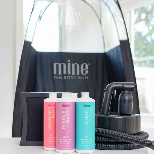 MineTan Spray Tan Folding Tent | Portable, Lightweight Pop Up Tanning Unit | Carry Bag, Black & 1/3 Clear | Designed - Professional Use, Mobile or Home Use | Great - Mobile Spray Tanner Techs